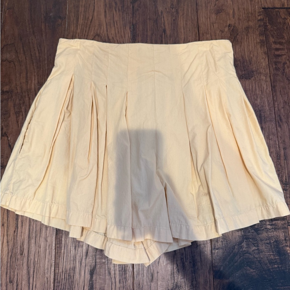 Free People Yellow Pleated Shorts